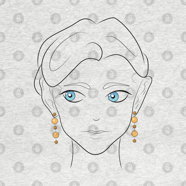Blue Eyes Golden Earrings Concerned Girl by JettDes